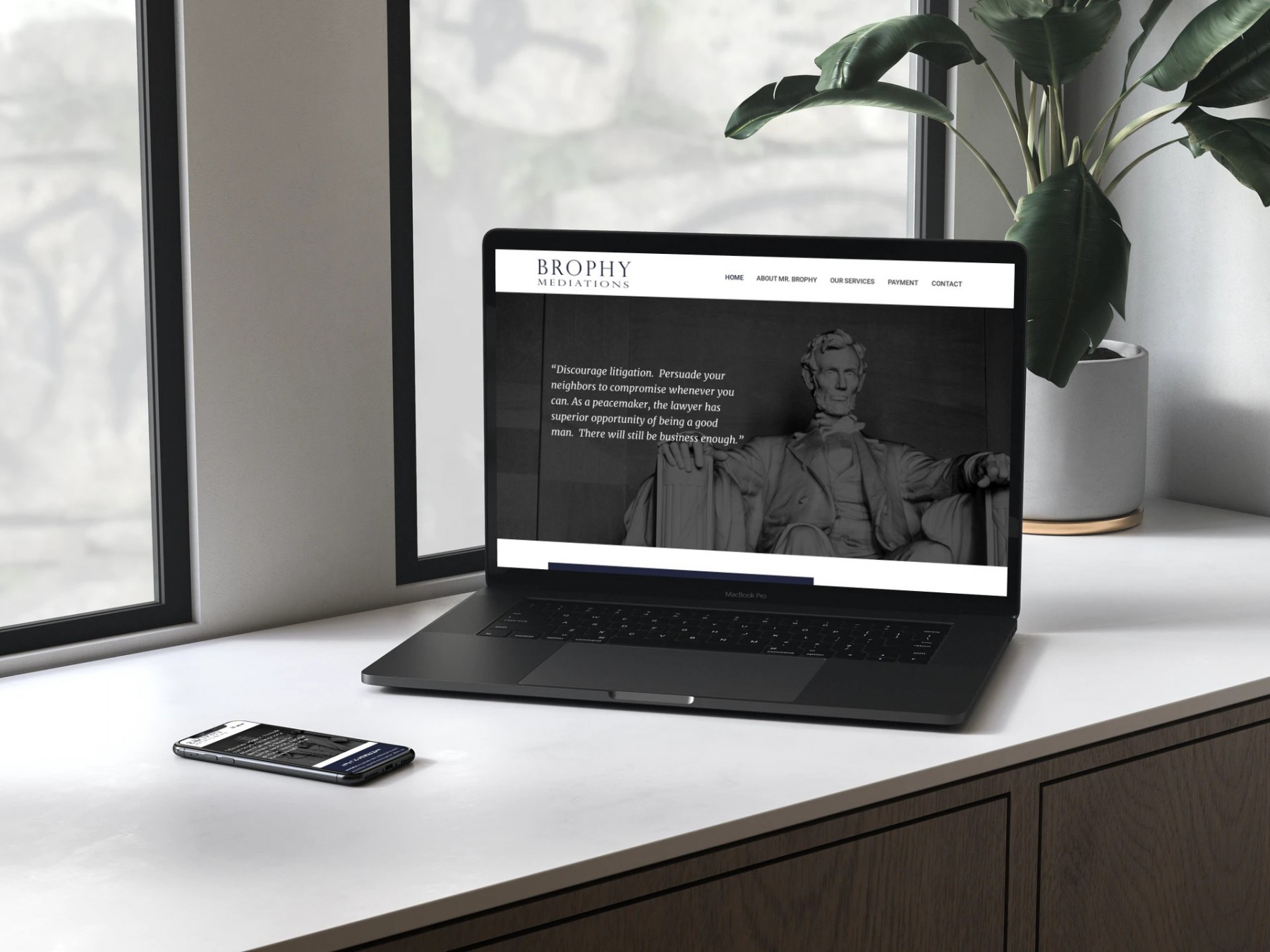 Brophy Mediations Website Design - Laptop and iPhone