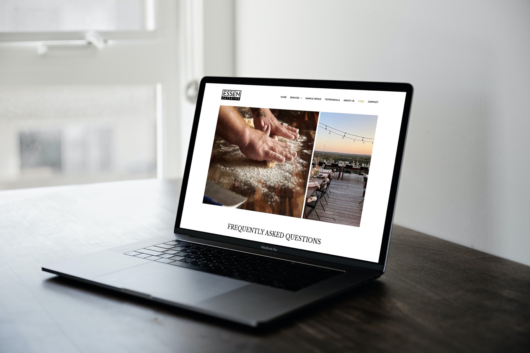 Website Design for Essen Catering, located in Houston Texas - Laptop