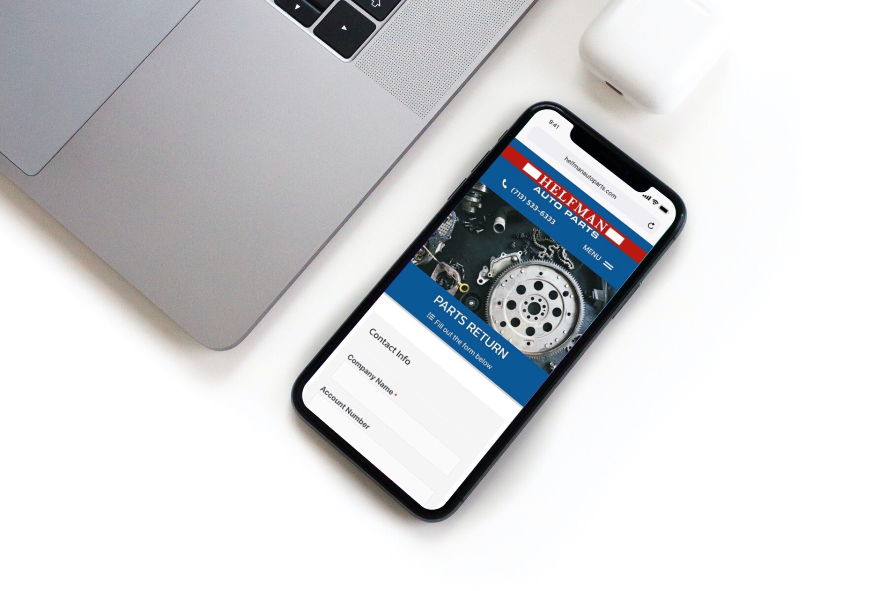 Helfman Auto Parts Website Design phone Houston