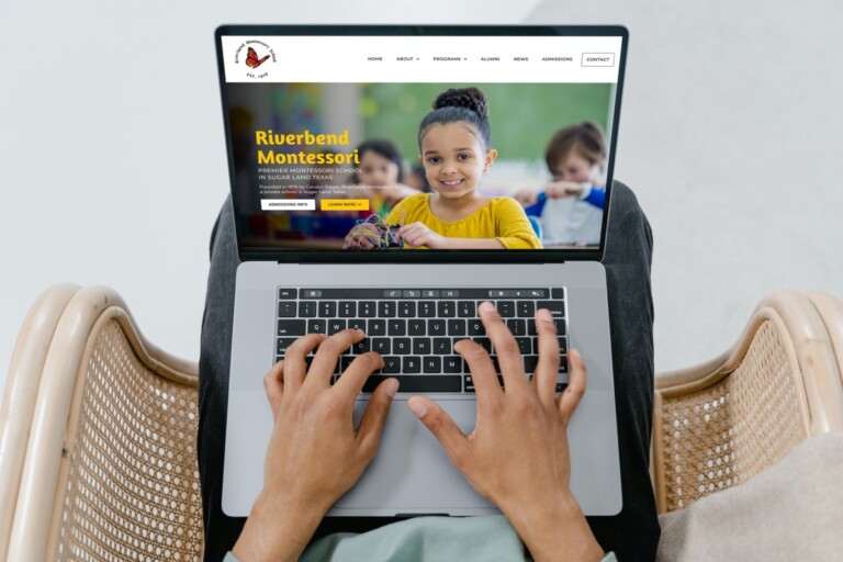 Website Design for Riverbend Montessori Houston on Laptop